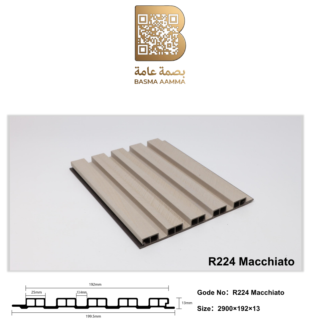 بديل خشب  192mm اللون:   بيج دافئ ناعم مائل للرمادي أو ما يُعرف بلون التاوب الفاتح (Light Taupe / Greige)