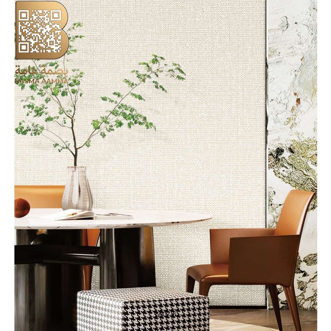ورق جدران فاخر بتصميم عصري وأنيق اللون: بيج فاتح (Light Beige)