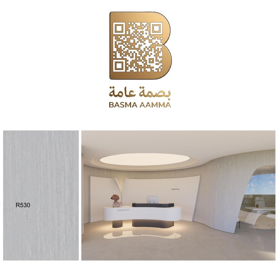 صفائح طين اللون: رمادي فاتح بارد / أبيض إسمنتي (Cool Light Gray / Off-White Concrete).