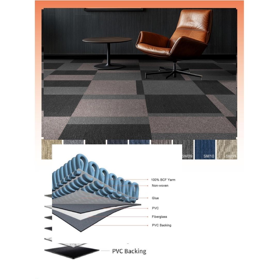 بلاطات موكيت مربعة (Carpet Tiles) اللون:  رمادي داكن دافئ يميل للدرجات الترابية / الفحمية الفاتحة (Warm Charcoal / Slate Grey). Thumbnail 3