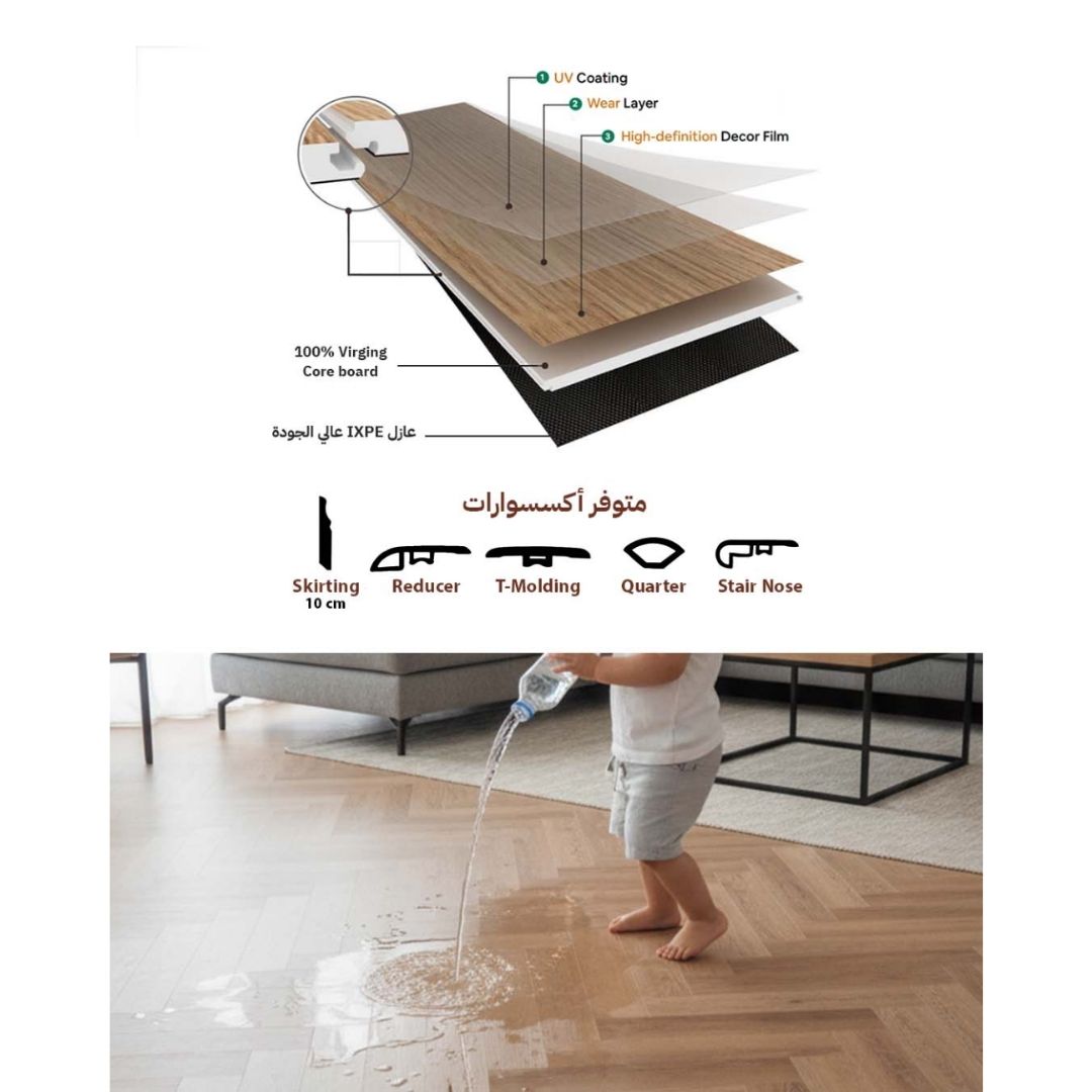 SPS باركيه اللون : بيج عاجي فاتح جداً مائل للرمادي الناعم (Soft Bleached Oak / Light Greige) Thumbnail 3