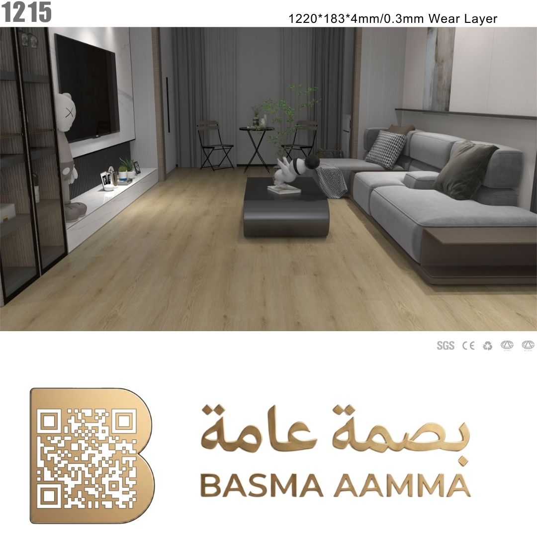 SPS باركيه اللون : بني عسلي فاتح (درجة الخشب البلوطي الطبيعي Oak المتوازن).
